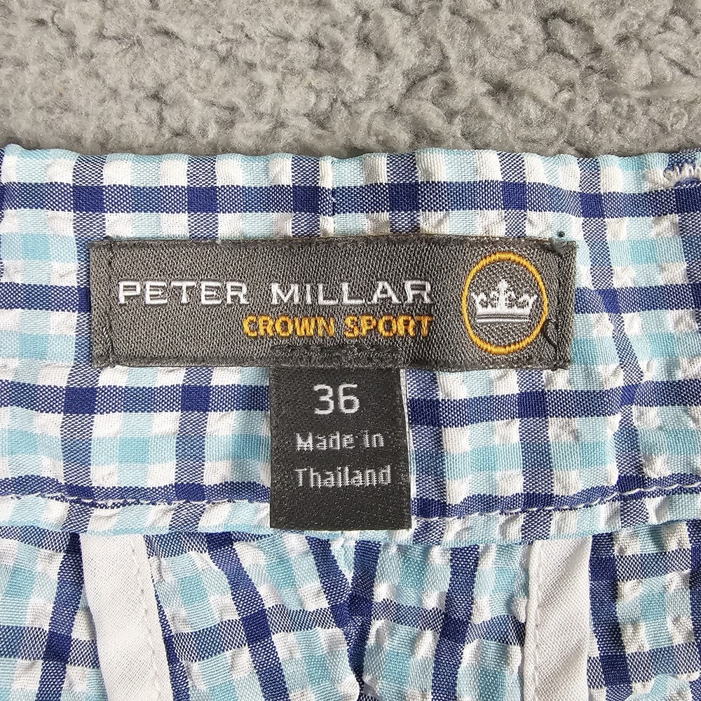 Peter‎ Millar Crown Sport Golf Shorts Mens 36 Blue Check Performance Stretch - Picture 4 of 11